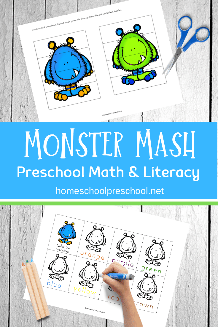 Not all monsters are scary! Your preschoolers will love working on early math and literacy skills with this free Monster Mash preschool printable.