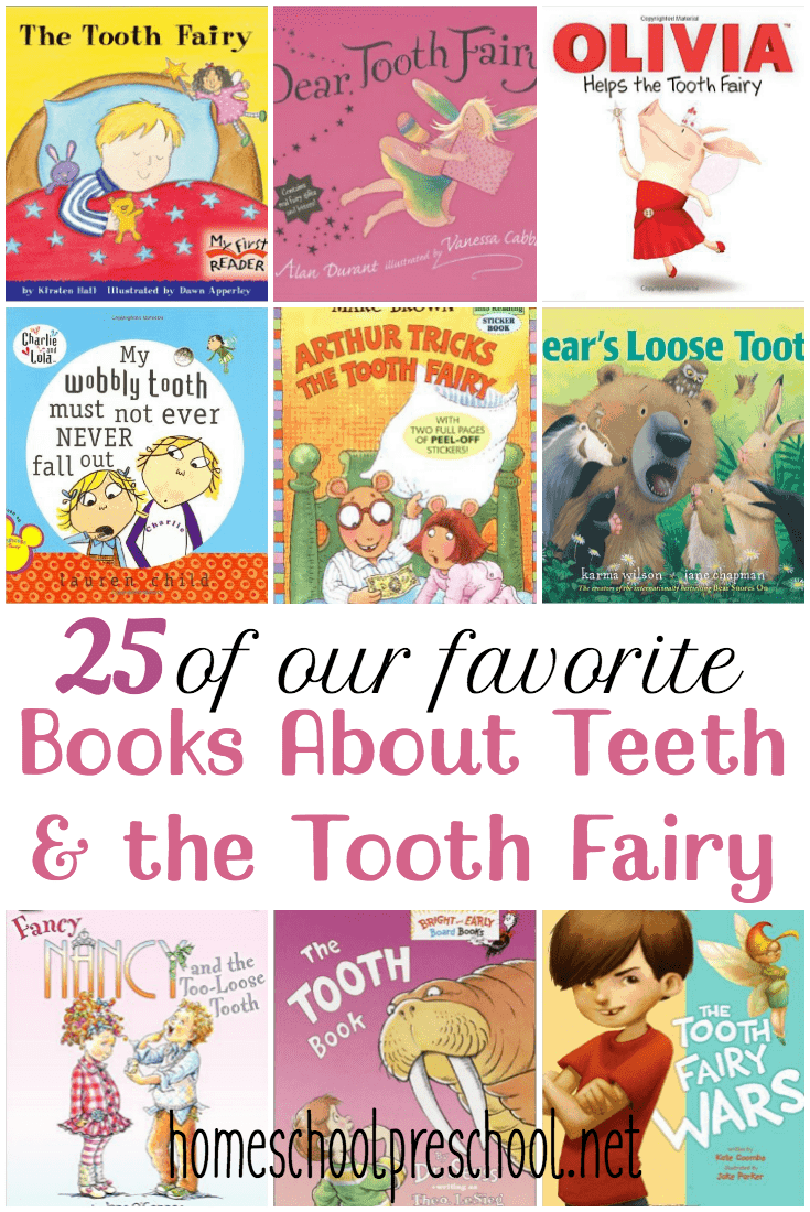 Here's a great list of books about teeth and the tooth fairy to read with your kids while they are preparing for a visit from the Tooth Fairy. | homeschoolpreschool.net