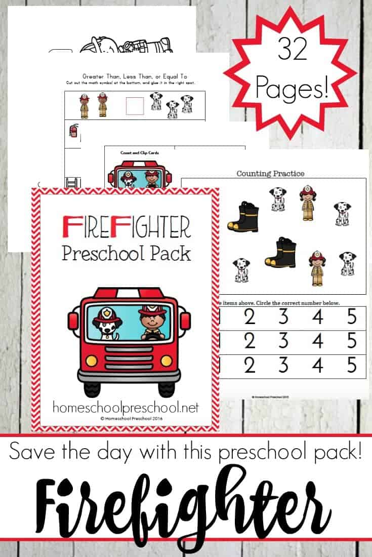 You'll save the day with this free Fireman printable for preschoolers! Stop by and download yours today! | homeschoolpreschool.net