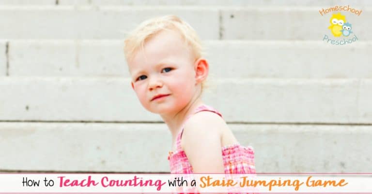 All you need to play this game is your preschool child and a set of stairs. Try playing the stair jumping game the next time your little one is bouncing off the walls. You can burn off some energy and teach math skills. | homeschoolpreschool.net