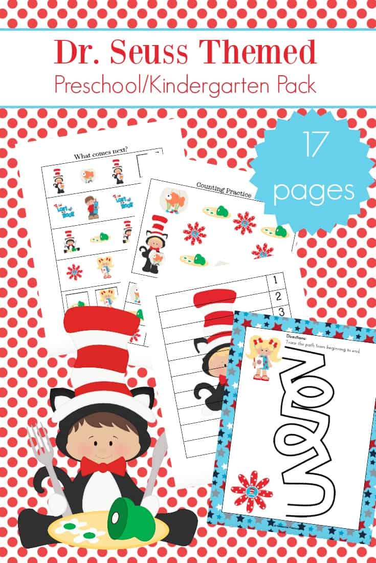 Little ones will love sitting down to learn with these printable Dr Seuss activities! Includes 17 pages of Dr. Seuss-themed learning fun!