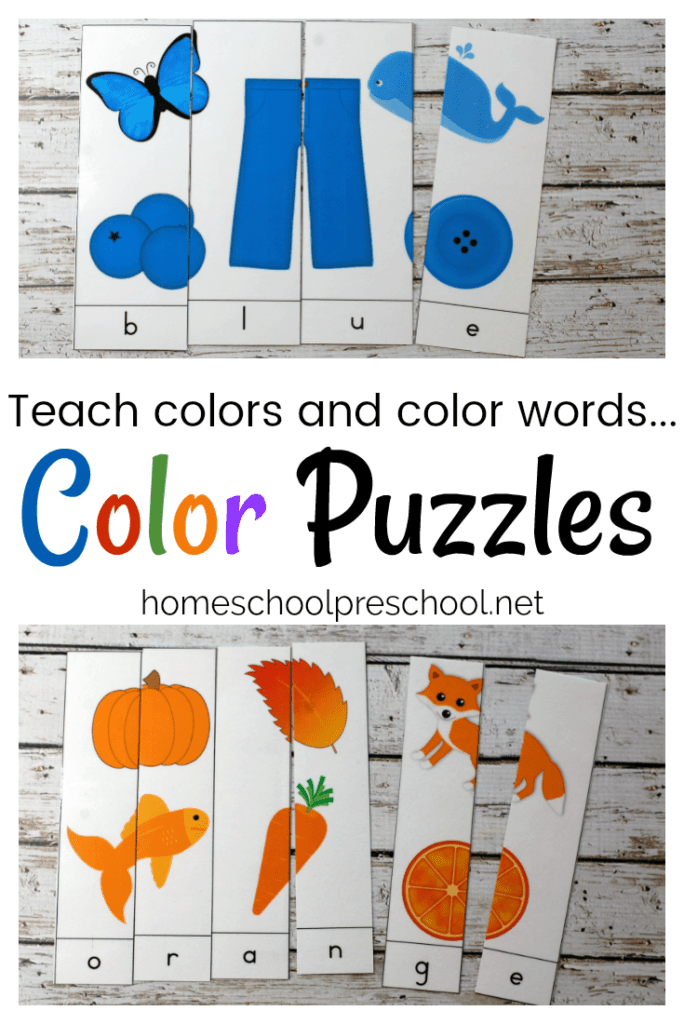 Early learners can focus on learning their colors and color words with this pack of printable Color Word Puzzles.