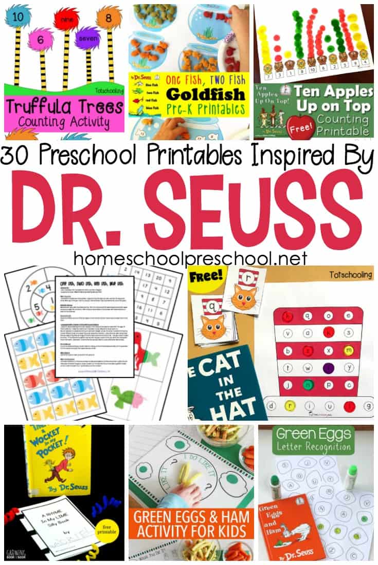 Make practicing letters and numbers for fun with these Dr Seuss preschool worksheets! They are the perfect addition to your homeschool preschool plans!
