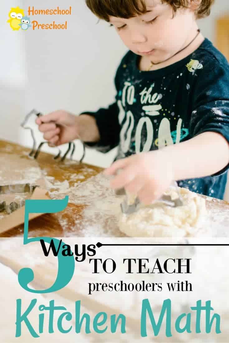 Preschoolers adore baking, cooking, and mixing up a batch of cookies to eat. I know my own kids never get enough of the kitchen, which makes kitchen math perfect for this age group!