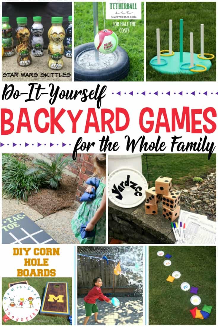 Take Family Game Night to a whole new level with these DIY backyard games the whole family can enjoy including croquet, tetherball, ring toss, and more!