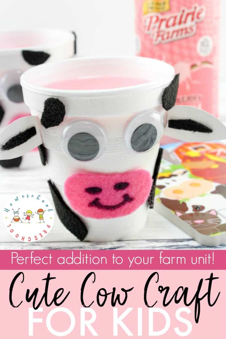 This cow craft is perfect for your farm preschool unit. With just a few simple household items, your preschoolers will transform a simple styrofoam cup into a cute little cow.