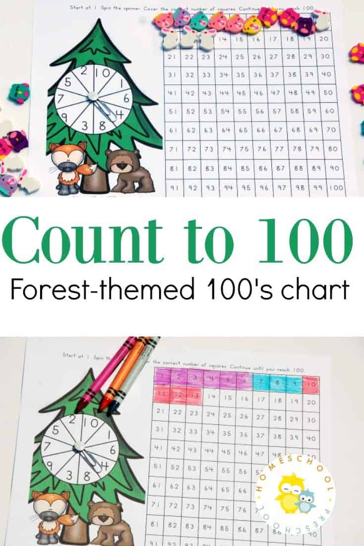 This printable forest-themed hundreds chart is a great way to get kids to practice counting to 100. It's a brand new game each time kids play!