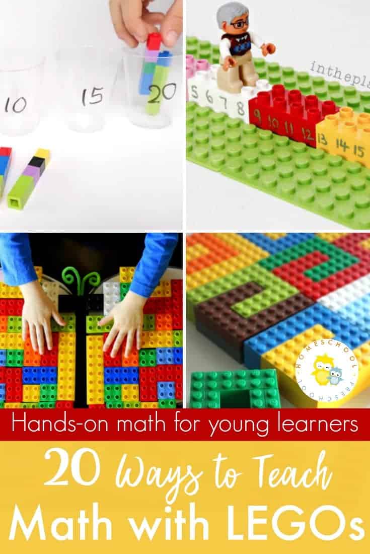 Today, I'm featuring 20 amazing LEGO math ideas. These hands-on activities focus on number identification, counting, beginning addition and subtraction, and much more! 