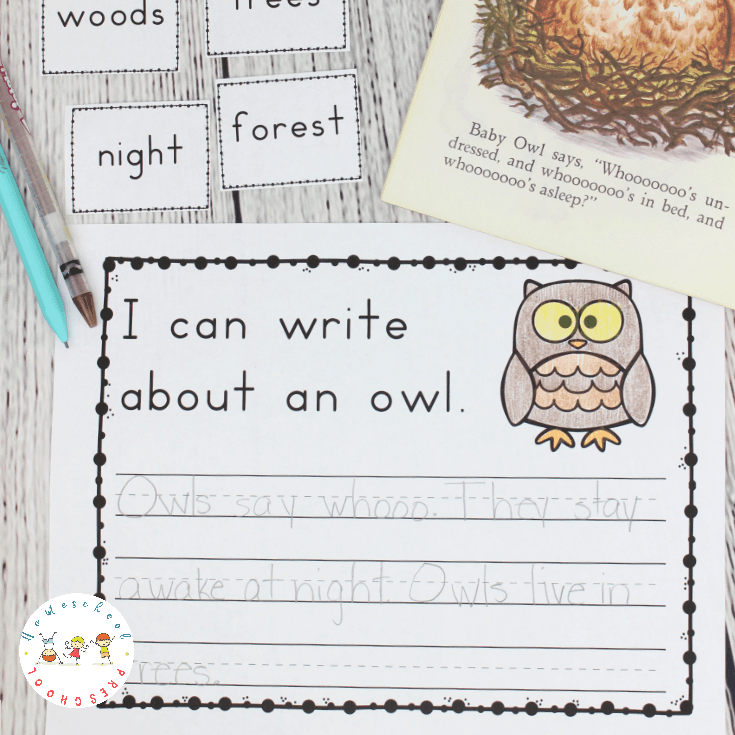 Encourage young students to write about their favorite forest animals when you add forest animal writing prompts to your writing center.