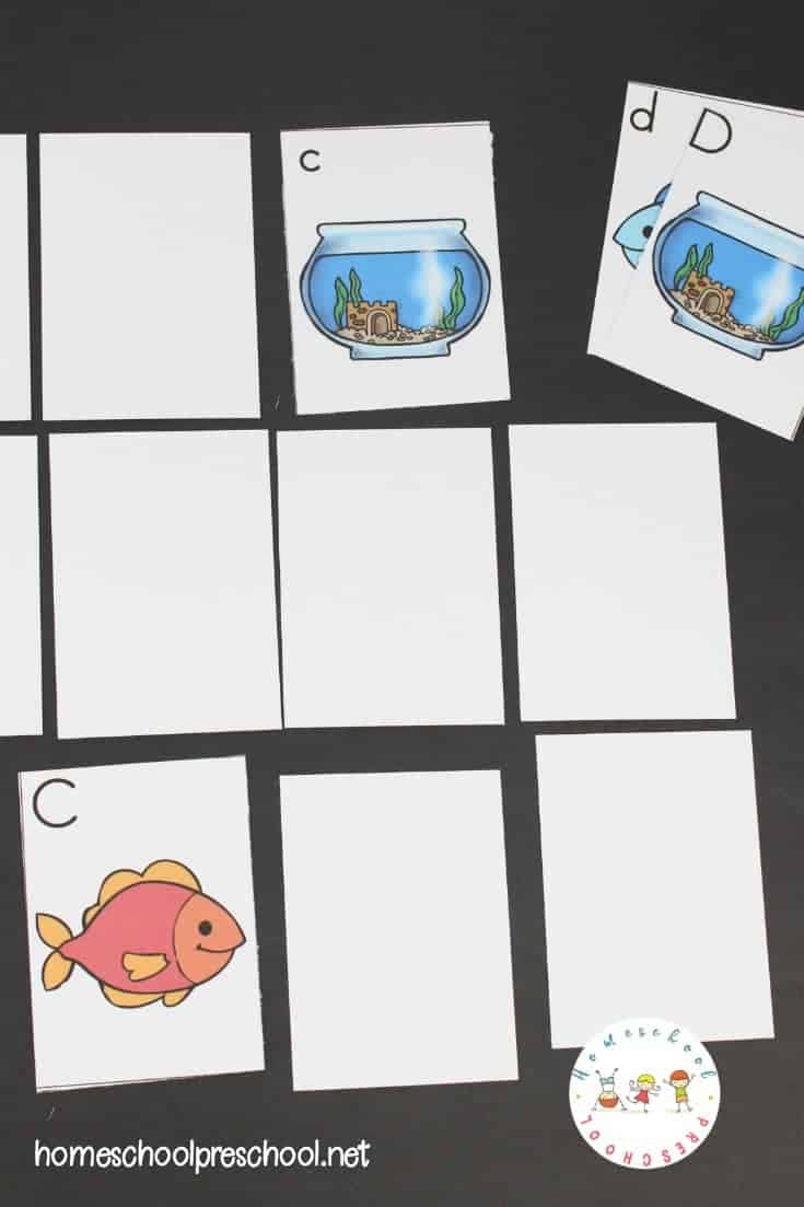 Have fun with these One Fish Two Fish printable alphabet matching cards! Preschoolers will work on letter identification and matching.