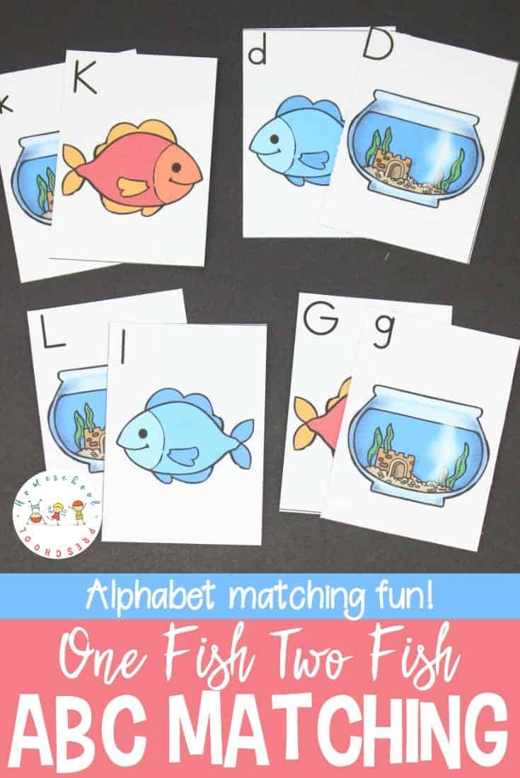 Have fun with these One Fish Two Fish printable alphabet matching cards! Preschoolers will work on letter identification and matching.