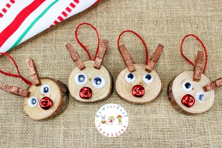 Get kids in the holiday spirit with these adorable Rudolph ornaments they can make all on their own! Decorate your Christmas tree or give them as gifts.