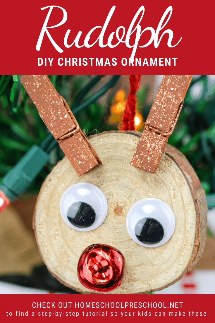 Get kids in the holiday spirit with these adorable Rudolph ornaments they can make all on their own! Decorate your Christmas tree or give them as gifts.