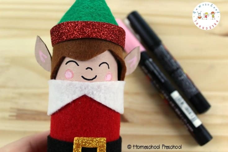 Christmas crafts don't get any easier than this elf craft for kids! With a cardboard tube base and a handful of simple supplies, kids can whip them up fast.