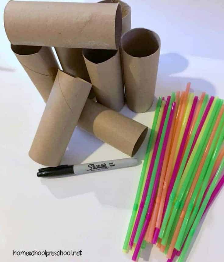 Come discover a fun way to teach preschool numbers and counting with straws and toilet paper tubes. This simple, hands-on activity is the perfect preschool math activity.