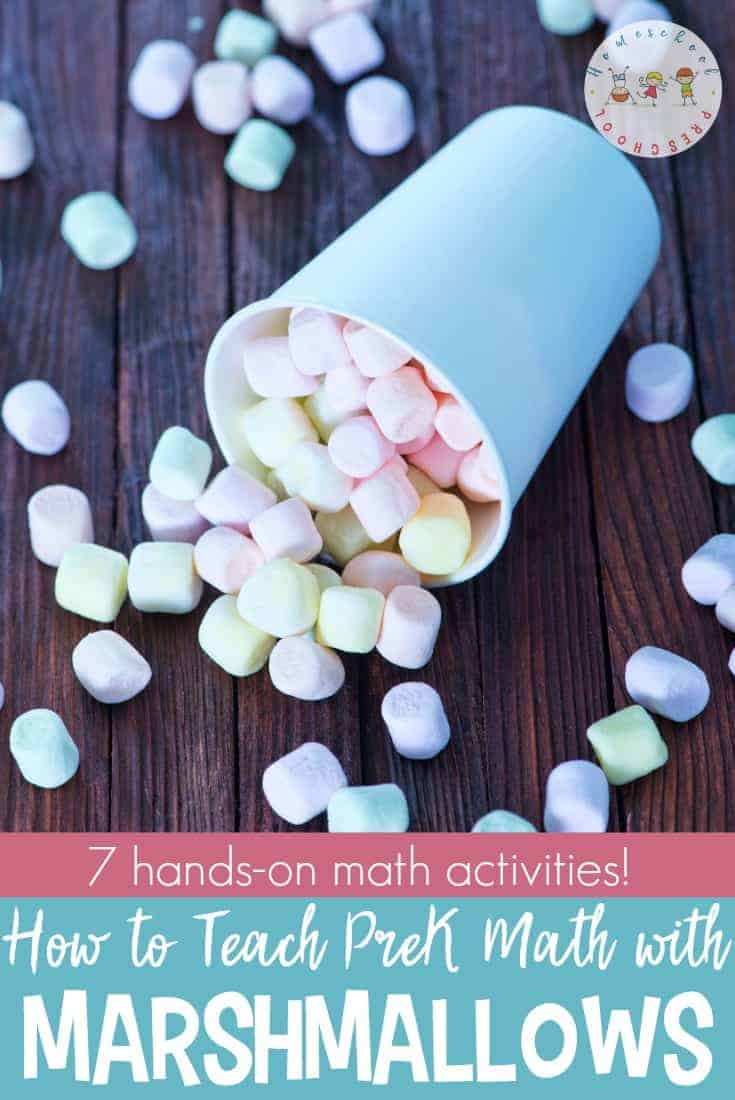 Are you looking for hands-on ways to teach preschool math? Discover seven hands-on ideas for teaching math with marshmallows!