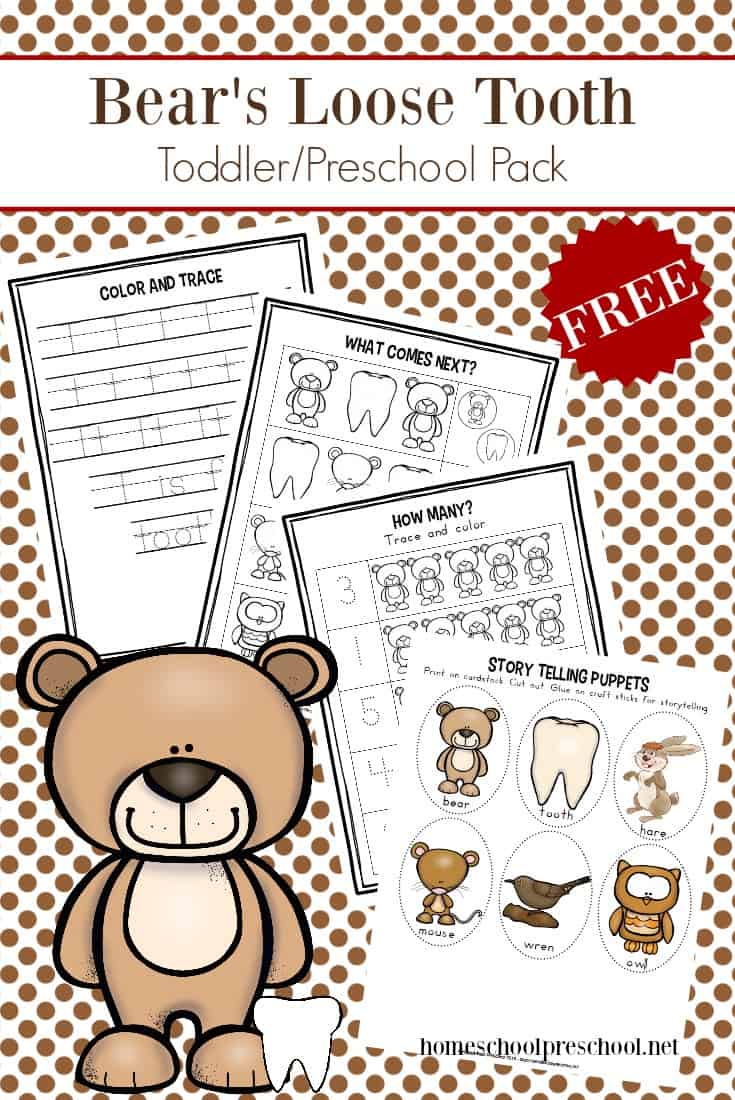 Prepare your preschoolers for their first loose tooth with some quick, fun activities to go along with Bear's Loose Tooth by Karma Wilson.