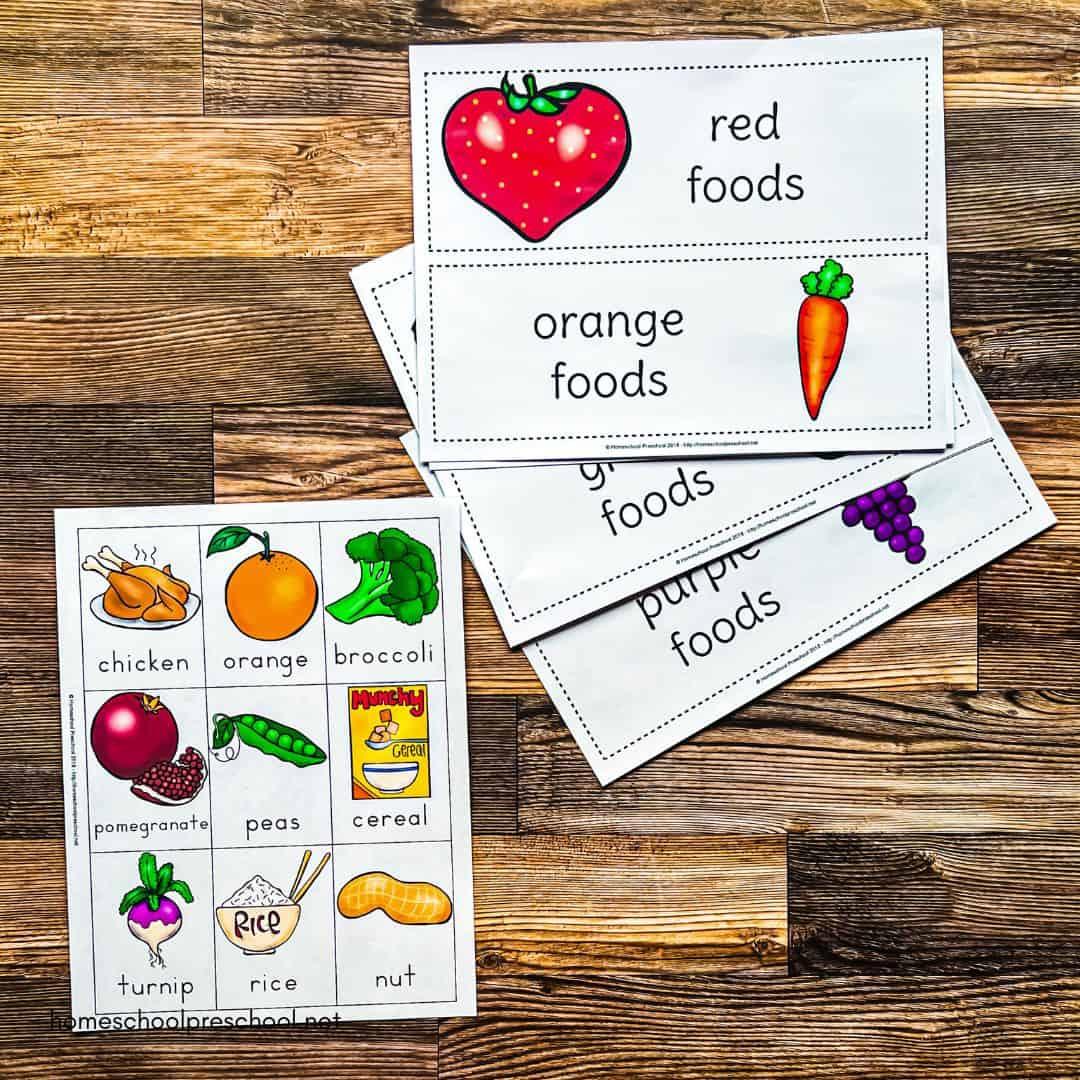 Preschool Food Theme Sorting Activities