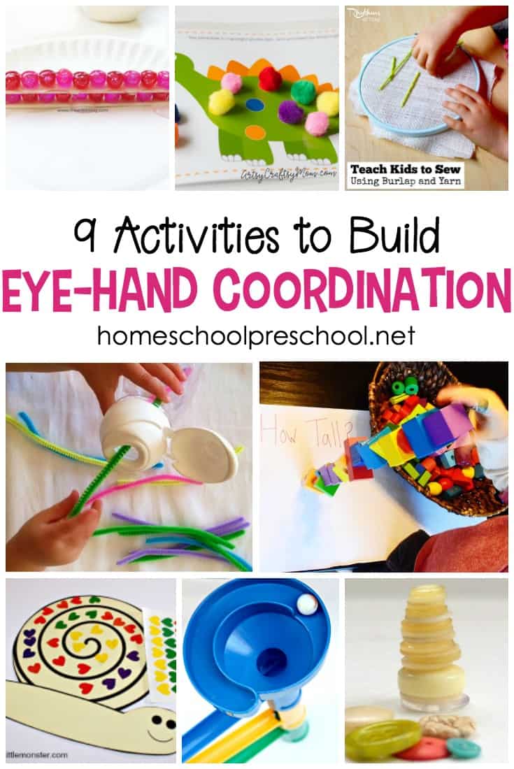 Good hand eye coordination allows kids to catch a ball, track words for reading, and tie shoelaces. These eye hand coordination activities will help your preschoolers prepare for those skills and more!