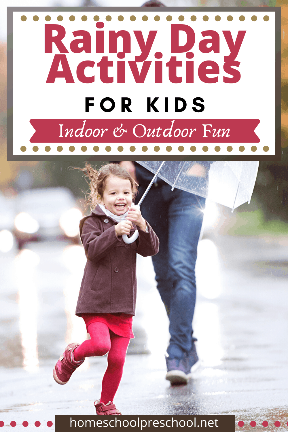 Come discover some fun rainy day activities for preschoolers to enjoy. Whether you spend the day indoors or outside in the rain, we've got you covered.