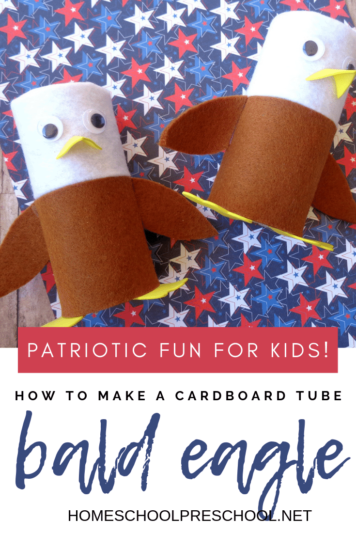 Make this bald eagle toilet paper roll craft with your preschoolers to celebrate July 4th. It's also a fun craft to add when learning about birds.&nbsp;