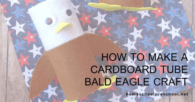 Make this bald eagle toilet paper roll craft with your preschoolers to celebrate July 4th. It's also a fun craft to add when learning about birds. 