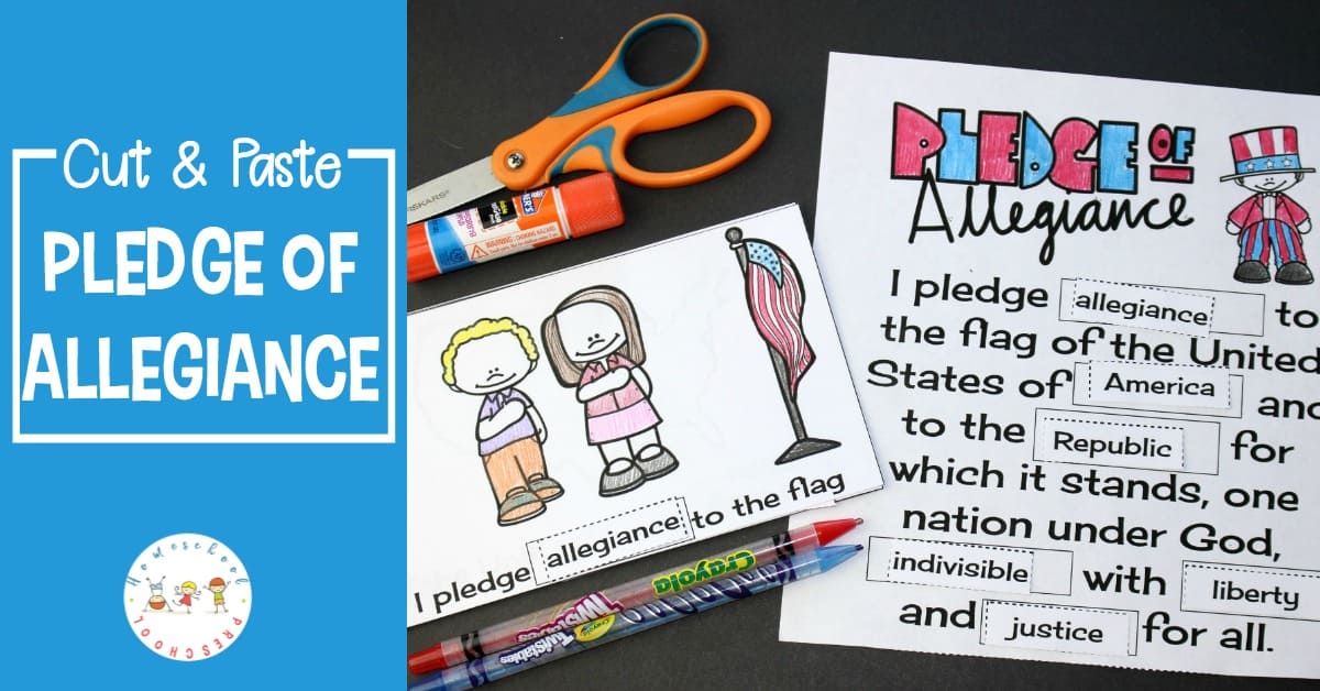 Download this free cut and paste Pledge of Allegiance words printable for your kids. They'll work on fine motor skills while memorizing the Pledge.