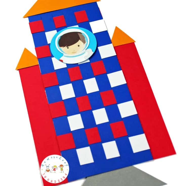 Weaving paper is great for fine motor skills. Kids can build those skills as they make this rocket craft for preschoolers! Don't miss the printable template that will help get you started.