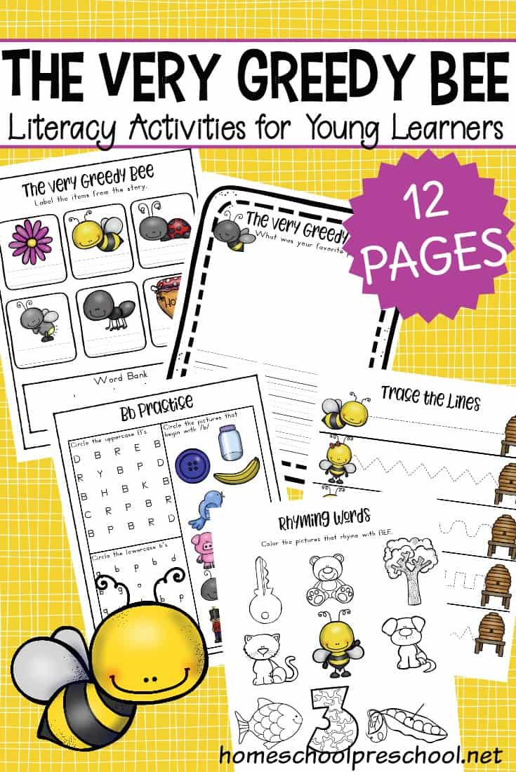 What happens when a greedy bee eats too much? Find out in The Very Greedy Bee by Steve Smallman! Then, print out this book companion which contains follow up activities for preschoolers.