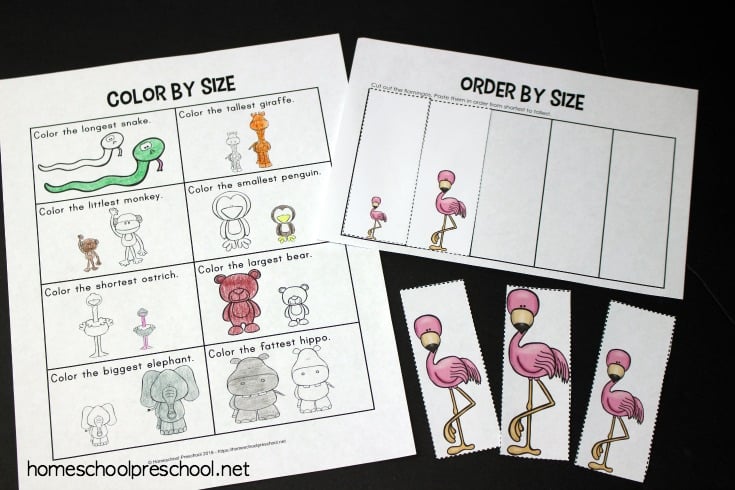 Download these free zoo-themed preschool math worksheets which focus on counting, adding and subtracting, and sequencing by attribute.