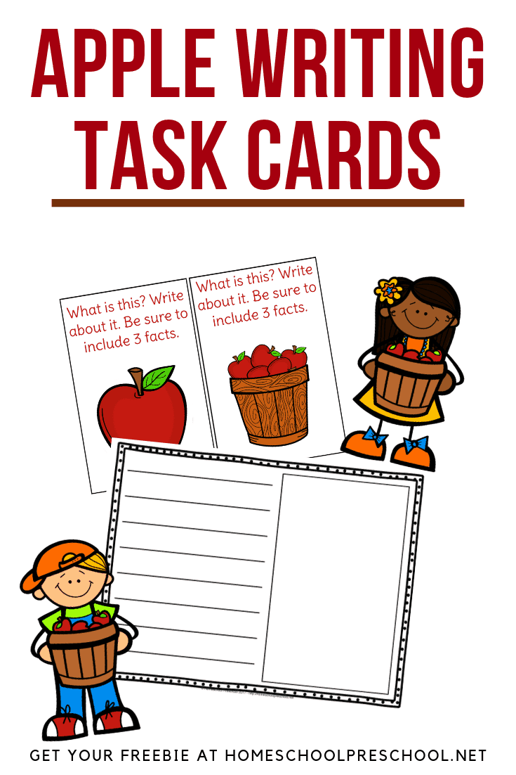 Encourage young writers to get creative with these apple writing task cards. Includes twelve writing prompts and apple writing paper.