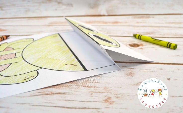 Print this big mouth frog printable coloring page for a cheap and easy activity for kids! Fold, color, and unfold for a fun surprise!