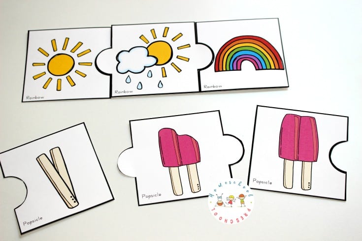 Download this set of fun summer sequencing cards that include puzzles, a sequencing mat, and story telling page for 3 step sequencing cards.