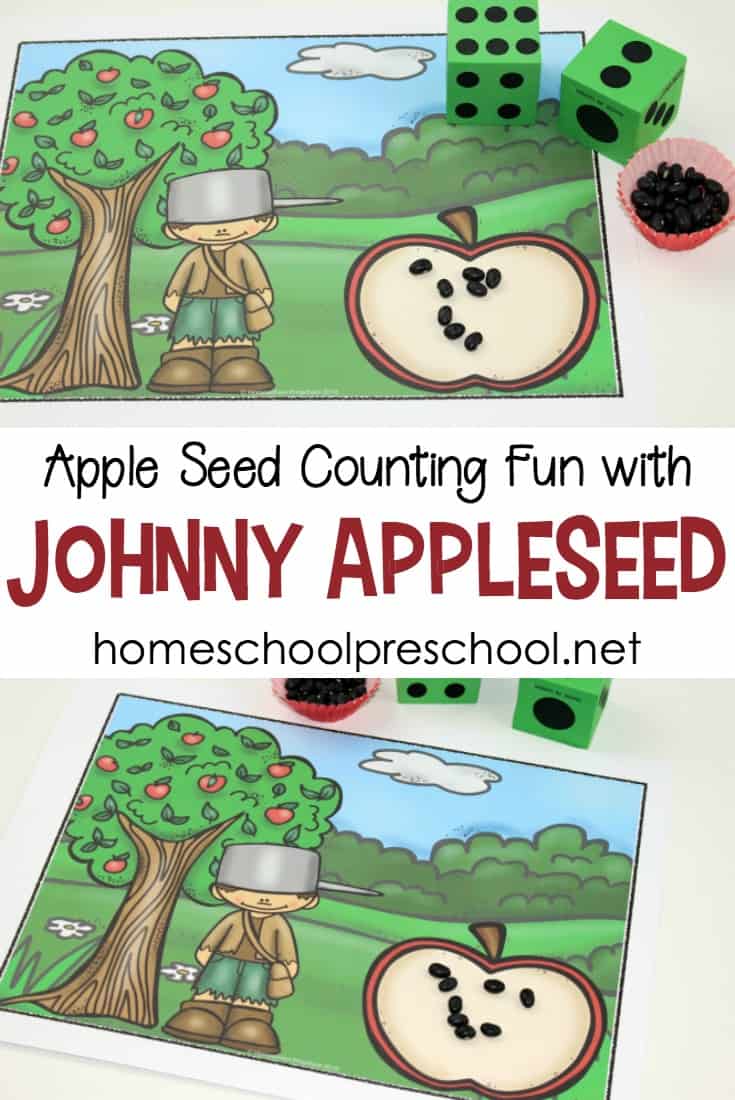 Young learners will have fun practicing their counting skills with this free activity featuring Johnny Appleseed for preschool.
