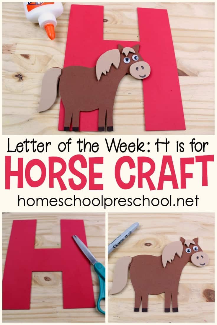 This H is for Horse craft is the perfect addition to your letter of the week activities. Or, add it to your wild west, horse, or cowboy preschool themes!