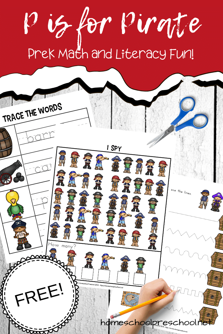 Add these printable activities to your pirate theme preschool plans. Celebrate Talk Like a Pirate Day or add them to your Letter of the Week lessons.