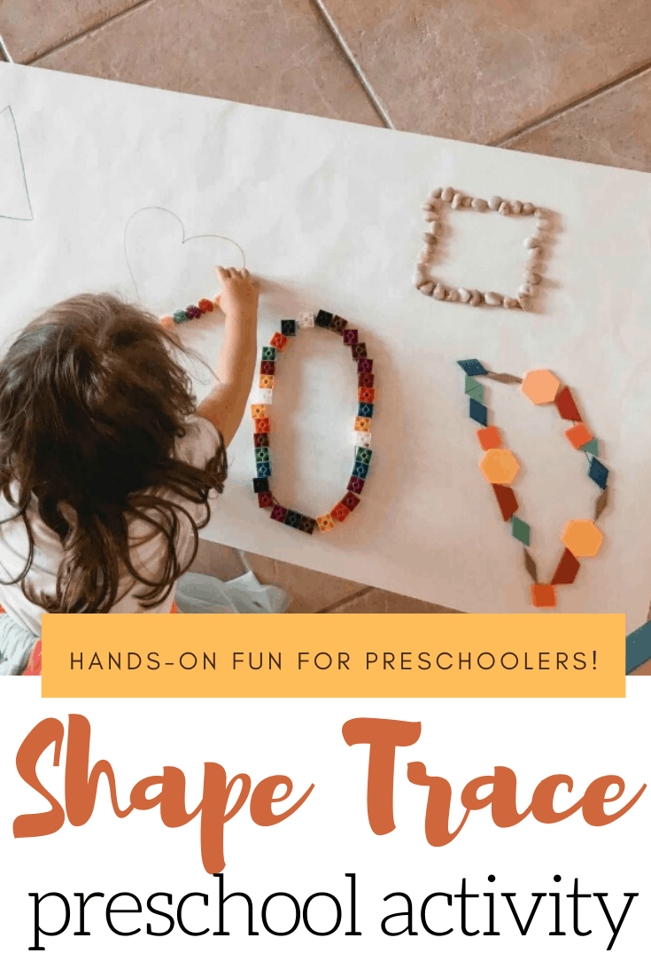 This hands-on activity not only teaches shapes for kids, but it focuses on fine and gross motor skills at the same time. Preschoolers will love it!