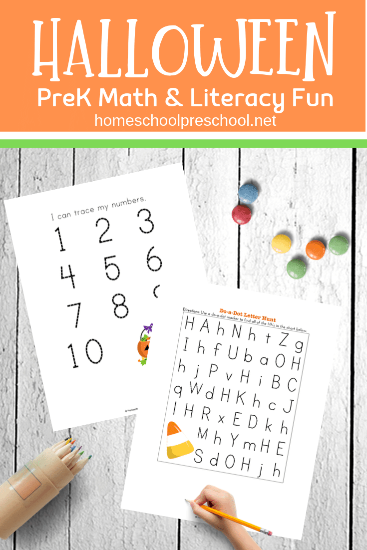 Download and print these educational Halloween printable activities for preschoolers! Focus on early math and literacy skills with your little ones.