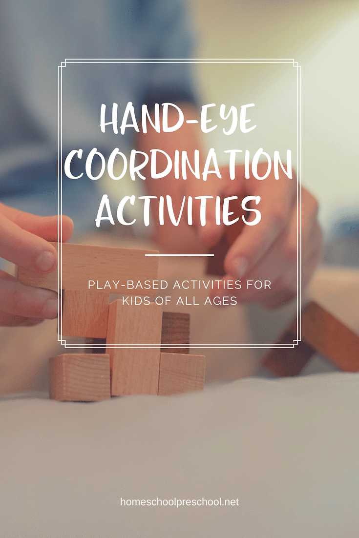 Discover 14 activities to strengthen hand eye coordination. All of these hand eye coordination activities feature play-based learning!