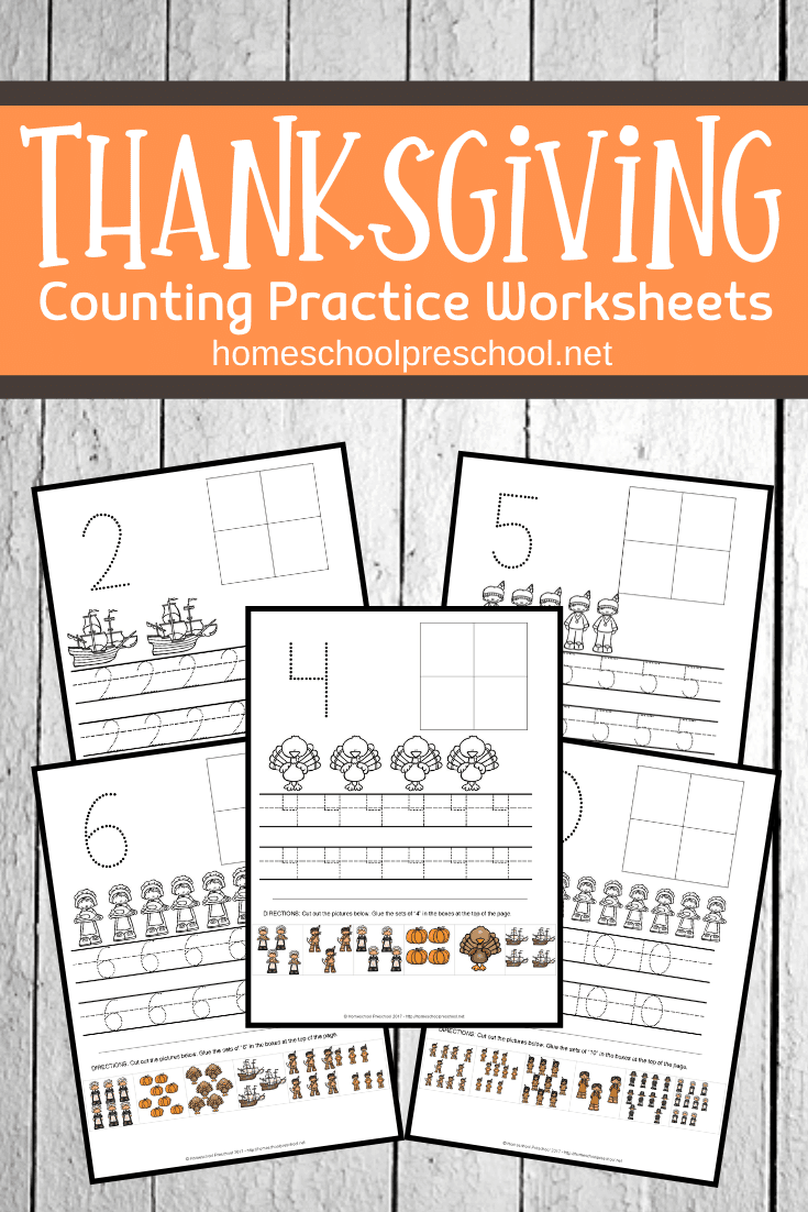 Your preschoolers will love practicing counting to ten with these Thanksgiving counting worksheets. Add them to your holiday math centers!