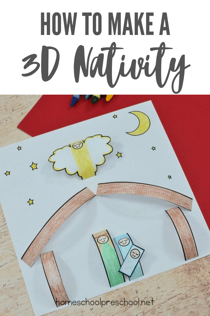 Even young crafters can make this 3D paper nativity craft this Christmas season. Perfect for preschoolers, Sunday School classes, and homeschool groups.
