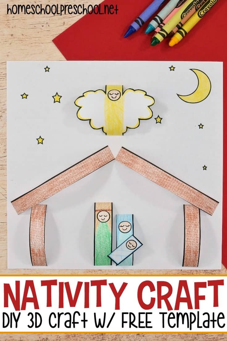 Even young crafters can make this 3D paper nativity craft this Christmas season. Perfect for preschoolers, Sunday School classes, and homeschool groups.