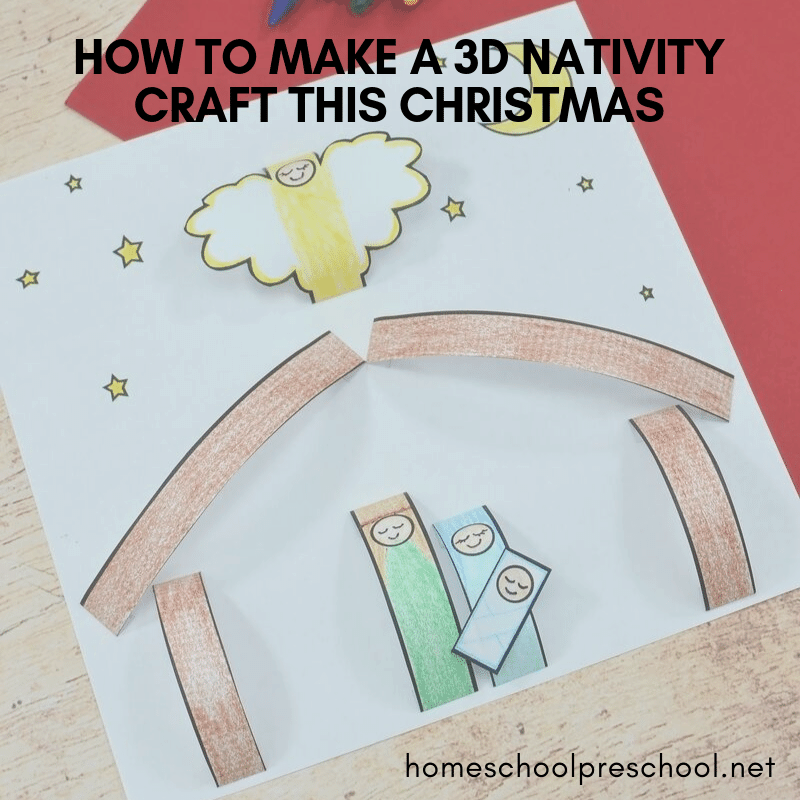 Even young crafters can make this 3D paper nativity craft this Christmas season. Perfect for preschoolers, Sunday School classes, and homeschool groups.