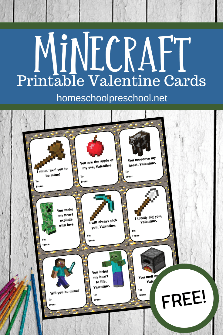 These Minecraft Valentines Day cards&nbsp;are perfect for classroom parties or sharing with loved ones. Just print them out, sign them, and go!
