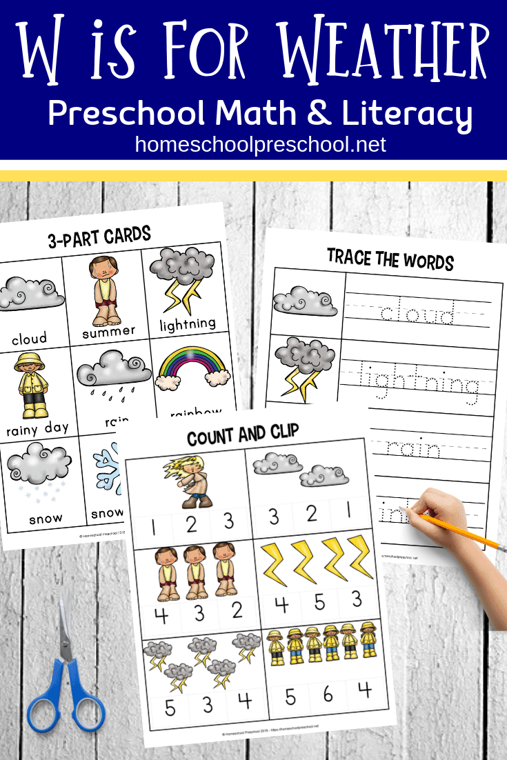 Check out these FREE weather worksheets for preschool. They will help little ones learn colors, ABCs, and beginner math. They're perfect for summer learning!