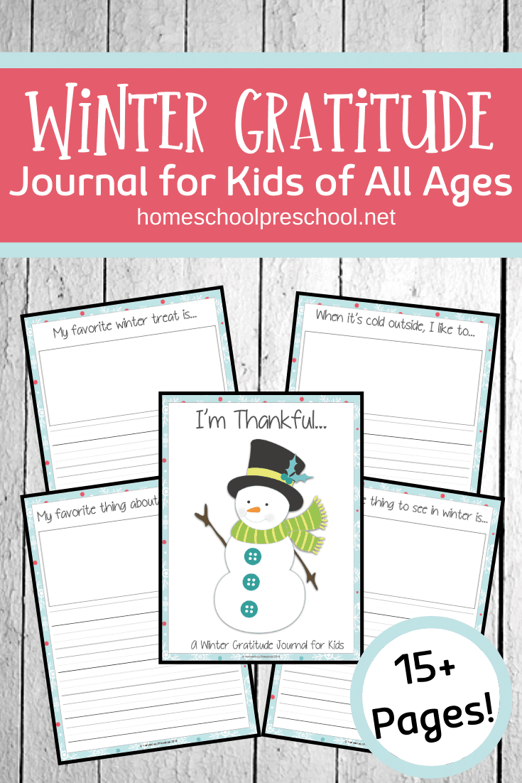 Gratitude isn't just for November! Kids can spend some time this winter focusing on the things they're thankful for with this winter gratitude journal for kids.