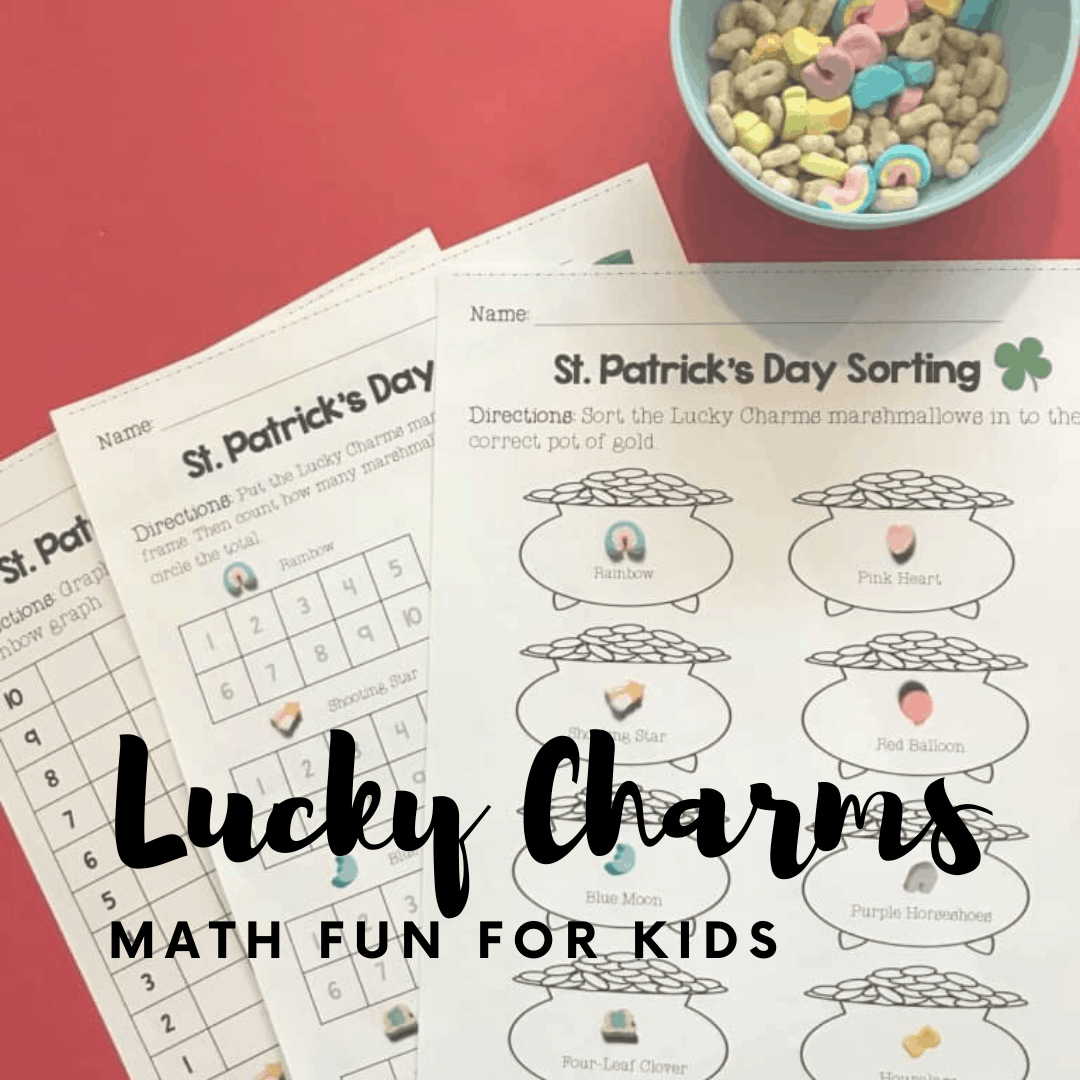 Kids will love sorting, counting, and graphing with Lucky Charms. These St Patrick's Day math worksheets for preschoolers are festive and fun!
