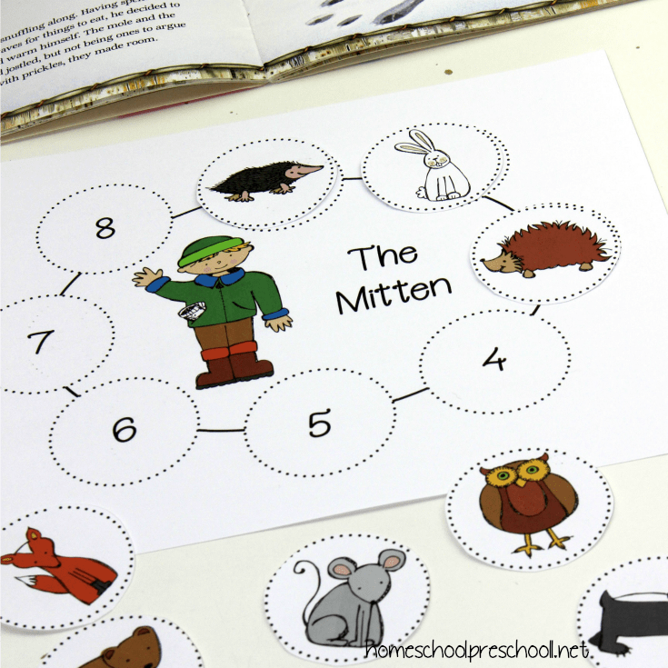 Young learners will practice ordering events with this set of The Mitten story sequence activities. Set includes sequencing discs, mat, and character cards.