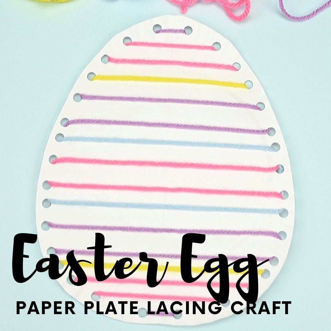 Lacing crafts are great for kids! They will build fine motor skills as they complete this fun Easter egg paper plate craft for kids!