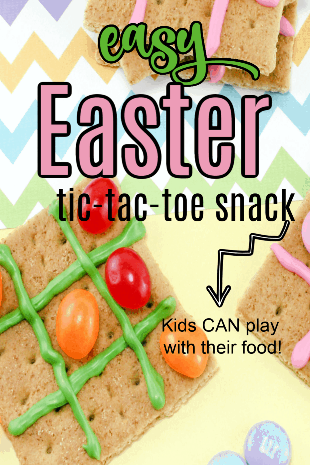 You will be the coolest mom in your playgroup when you bring this fun graham cracker tic tac toe Easter snack to your next playdate!